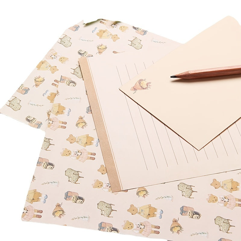 9 Piece Stationery Set: 6 Letter Papers & 3 Envelopes