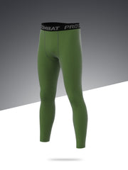 Men's Solid Sports Leggings Active Quick Drying High Stretch Compression Pants