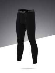 Men's Solid Sports Leggings Active Quick Drying High Stretch Compression Pants