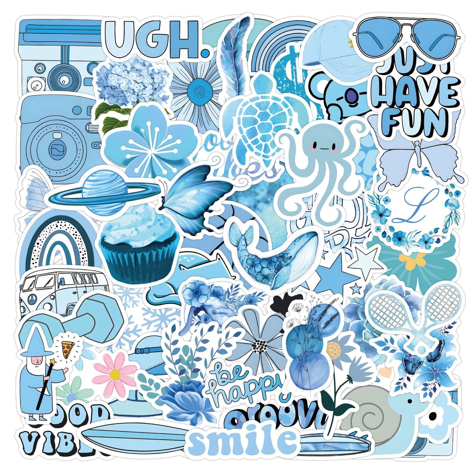 60pcs Doodle Aesthetics Waterproof Stickers Pack For Adults