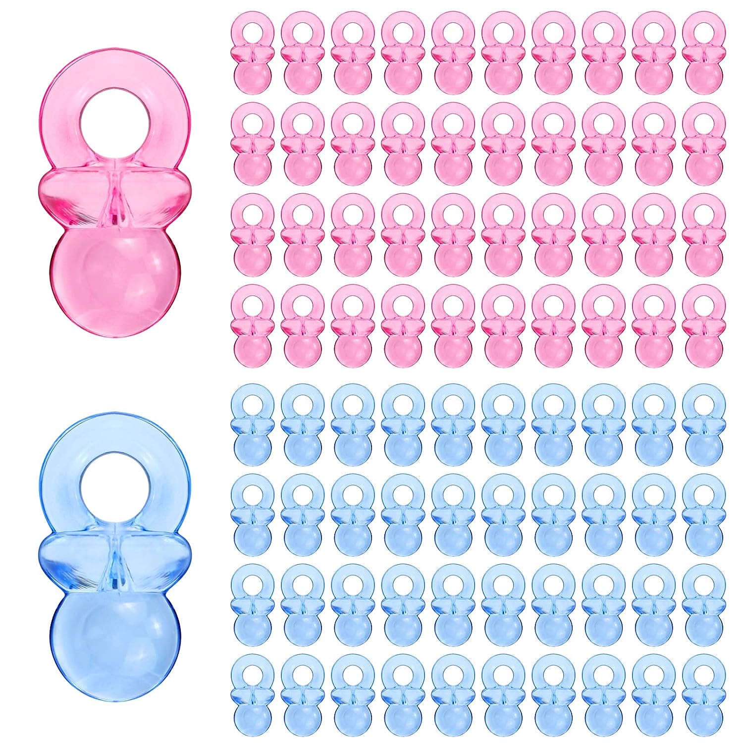 100 Mini Acrylic Pacifiers Baby Shower Game Party Favors Cake Decoration