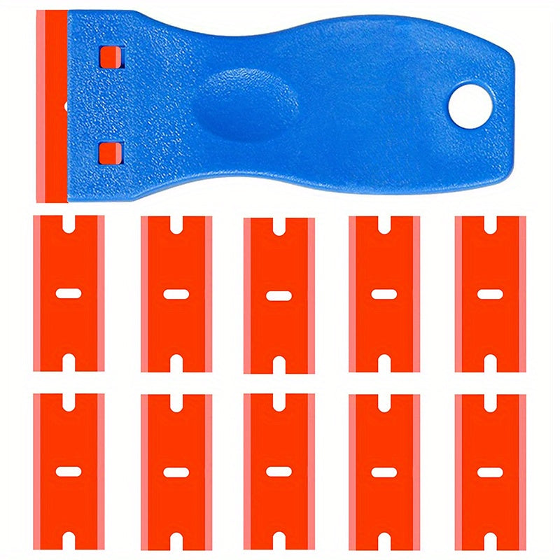 11pcs Plastic Razor Blade Scrapers with 10PCS Blades