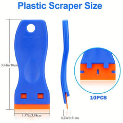 11pcs Plastic Razor Blade Scrapers with 10PCS Blades