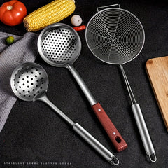 3pcs Stainless Steel Skimmer Spoon Colander Ladle Long Handle Strainer