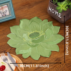 Lotus Pattern Round Polyester Table Mat Heat Insulation Non slip Pad