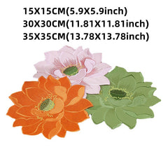 Lotus Pattern Round Polyester Table Mat Heat Insulation Non slip Pad