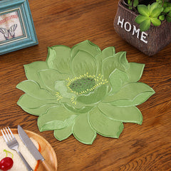 Lotus Pattern Round Polyester Table Mat Heat Insulation Non slip Pad