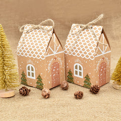 10pcs Christmas House Candy Boxes for Xmas Cookie Packaging & Decor