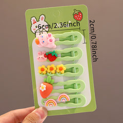 5pcs Acrylic Hairpins Cartoon Bear Rabbit Bowknot Flowers Hair Clips Girls Kids