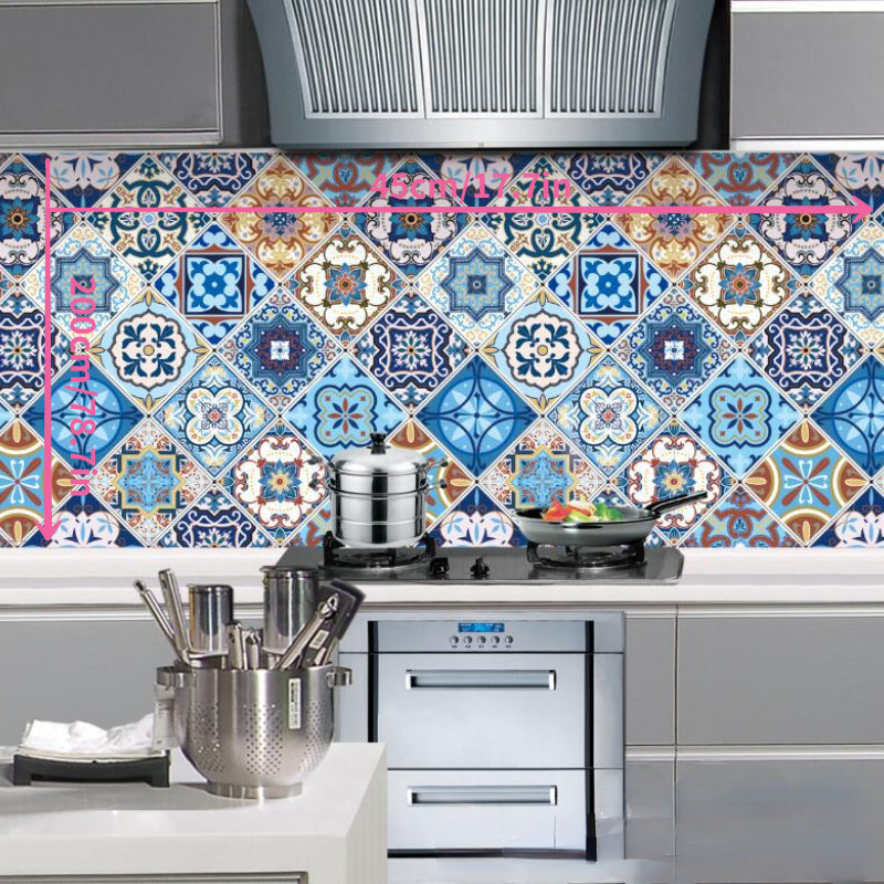 Boho Waterproof Wallpaper Vintage Sticker Retro For Kitchen Living Room