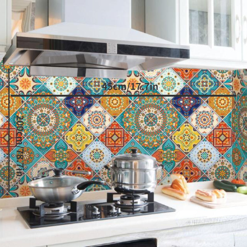 Boho Waterproof Wallpaper Vintage Sticker Retro For Kitchen Living Room