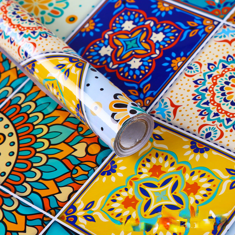 Boho Waterproof Wallpaper Vintage Sticker Retro For Kitchen Living Room