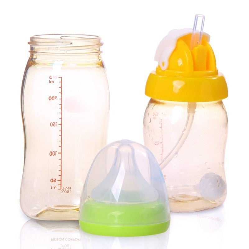 Pigeon Straw Wide Neck Training Soft Silicone Non Spill Baby Bottle