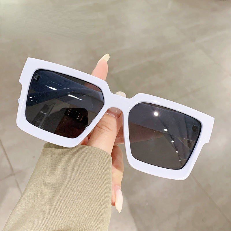 Large Square Frame Sunglasses with Anti-stress Glasses Case