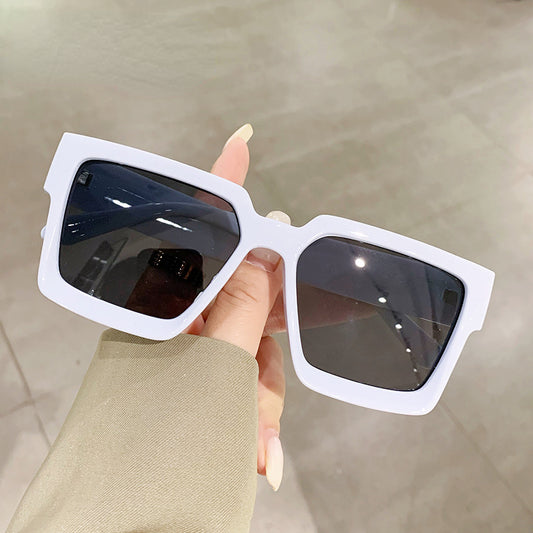 Large Square Frame Sunglasses with Anti-stress Glasses Case