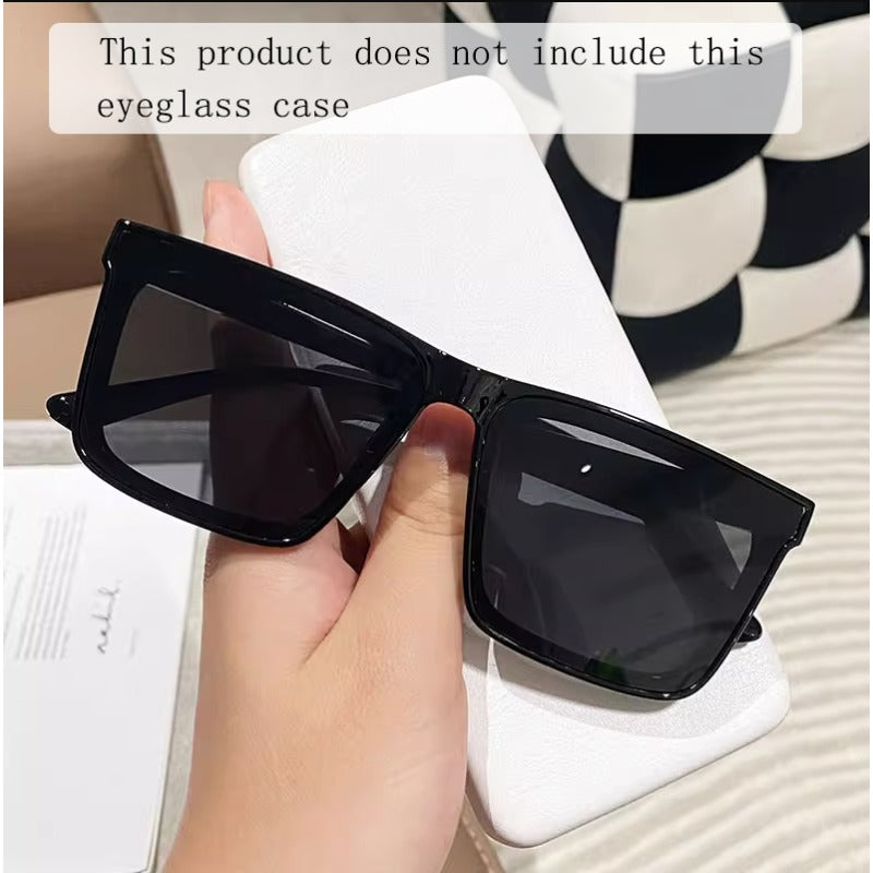 Large Square Frame Sunglasses with Anti-stress Glasses Case