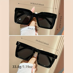 Large Square Frame Sunglasses with Anti-stress Glasses Case
