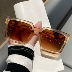 Large Square Frame Sunglasses with Anti-stress Glasses Case