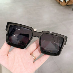 Large Square Frame Sunglasses with Anti-stress Glasses Case