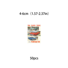 50pcs Retro Car Poster Stickers Waterproof Vinyl Stickers