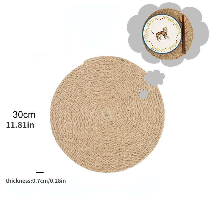 1pc Ramie Woven Table Mat Insulated Kitchen Tabletop Mat