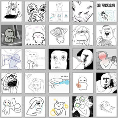 48pcs Crazy Emoticon Stickers Waterproof Vinyl Stickers for Water Bottle Laptops