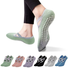 Non Slip Yoga Socks with Cross Strap Grips