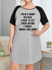  Slogan Print Raglan Sleeve Tee Sleep Dress