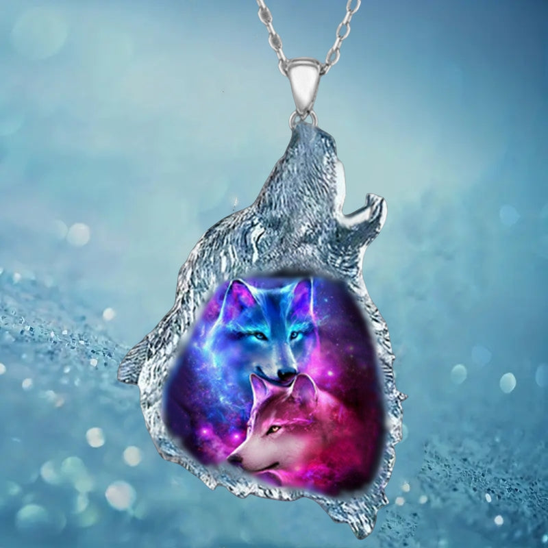Girl's Wolf King Pendant Necklace Party Jewelry Birthday Gift