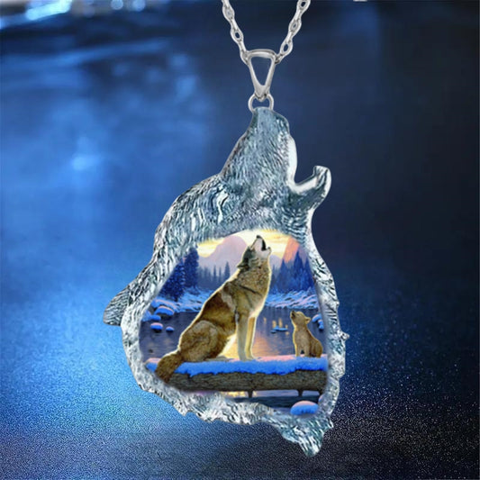Girl's Wolf King Father And Son Pendant Necklace for Banquet Party