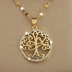 Girl's Hollow Celtic Tree Of Life Pendant Necklace