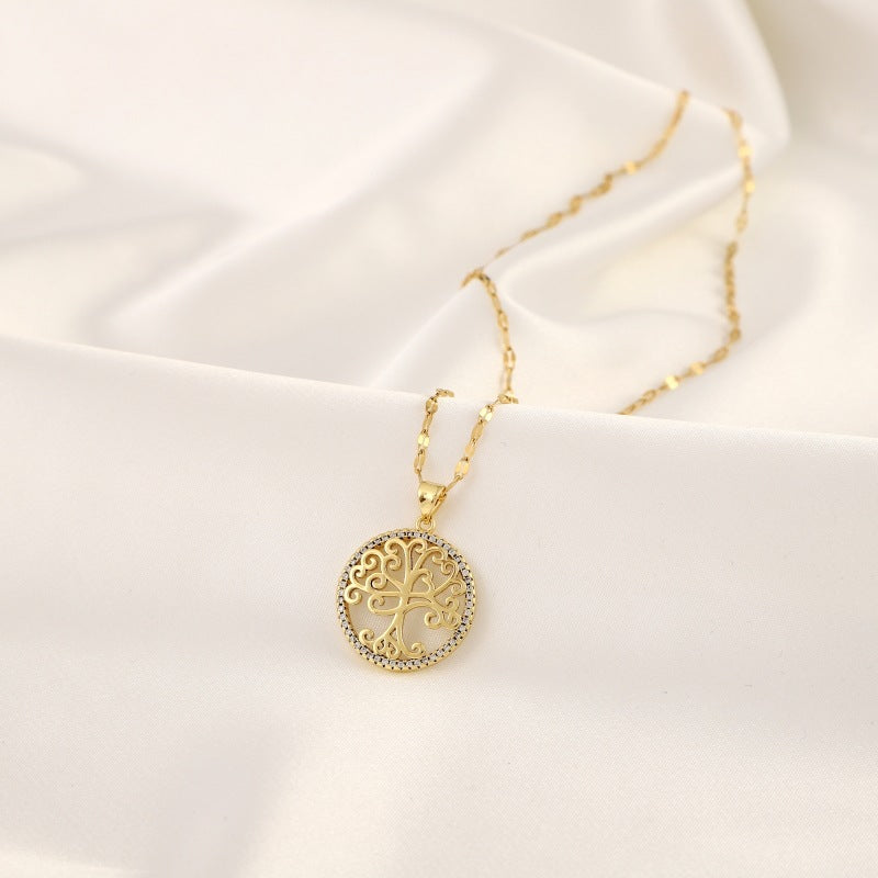 Girl's Hollow Celtic Tree Of Life Pendant Necklace