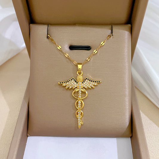 Girl's Rotating Dragonfly Cross Necklace for Wedding Jewelry