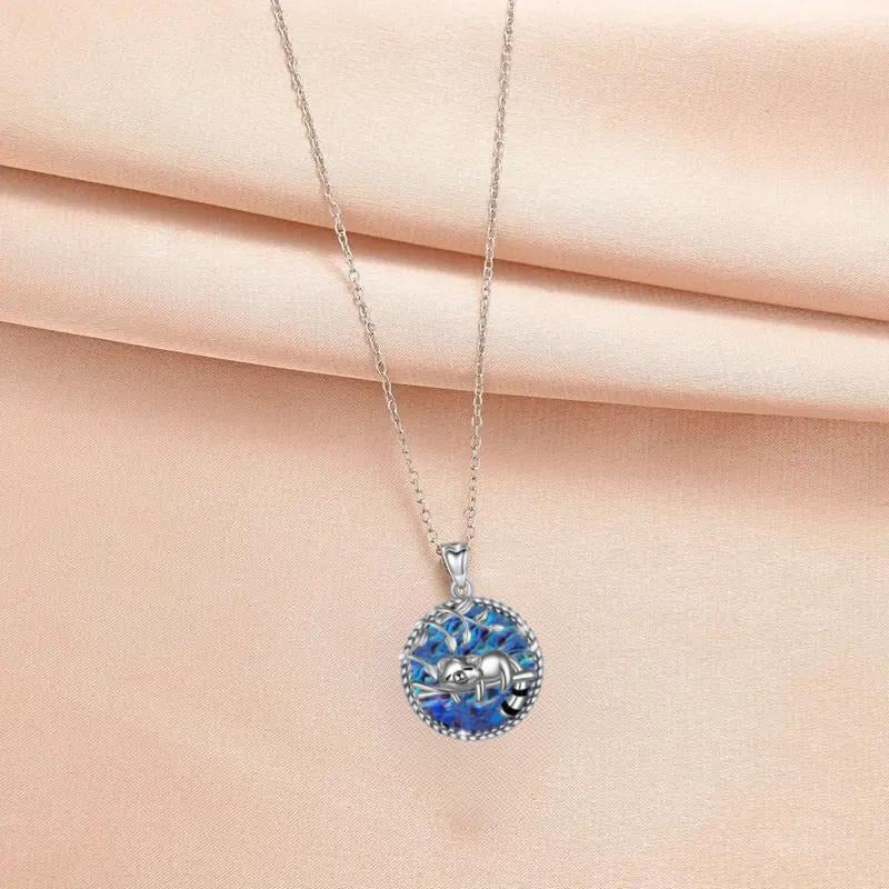 Girl's Raccoon Abalone Pendant Necklace Charm And Life Tree Animal Jewelry