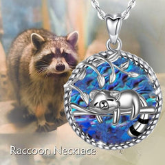Girl's Raccoon Abalone Pendant Necklace Charm And Life Tree Animal Jewelry