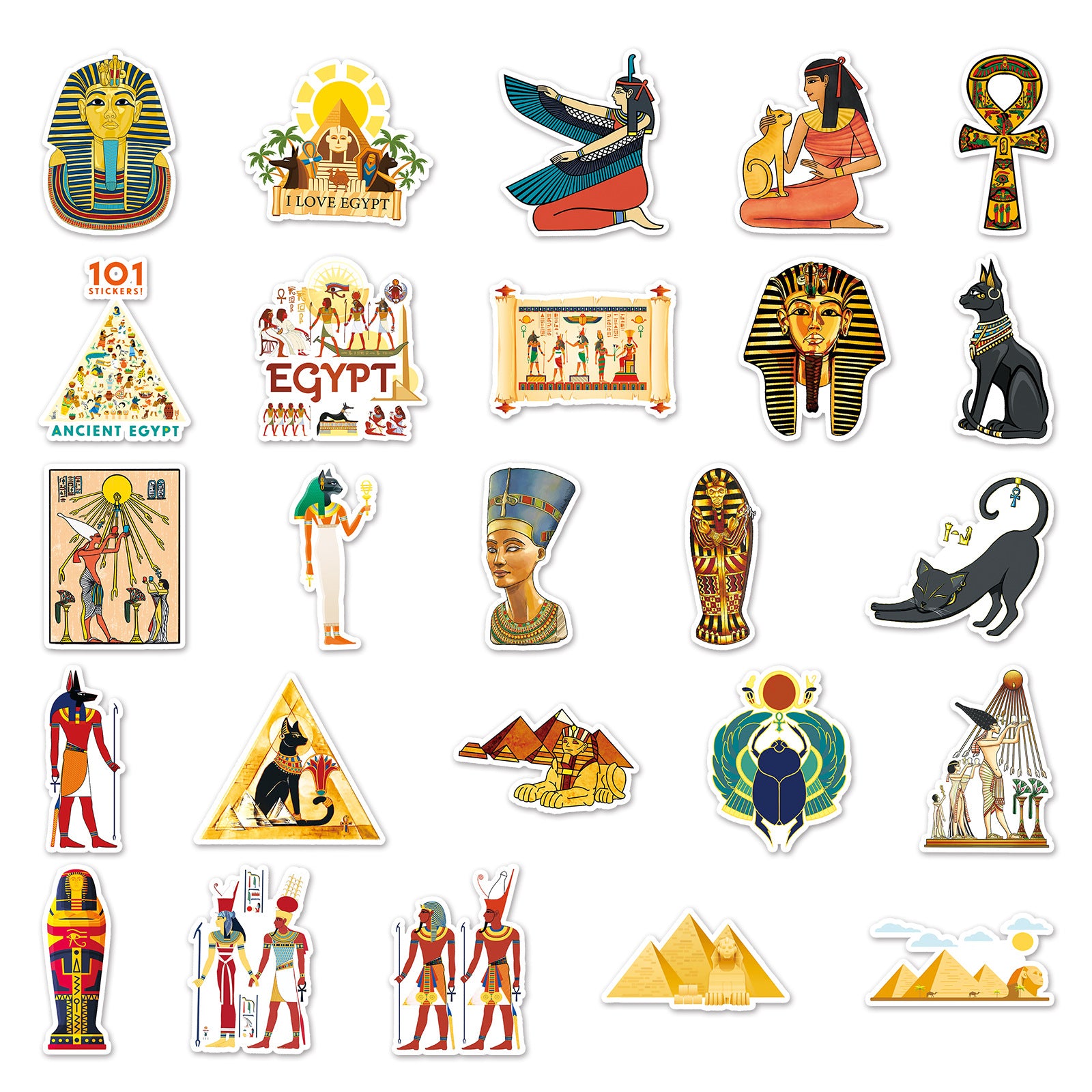 50pcs Mysterious Egypt Cartoon Stickers Decorative DIY Creative Toys