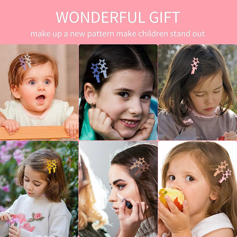 3pcs Retro Alloy Stars Geometry Ornament Hair Clips Girls Sweet Hair Accessories