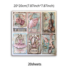 20pcs Retro Flowers Journal Paper for DIY Backgrounds