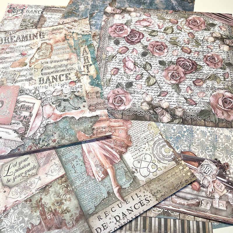 20pcs Retro Flowers Journal Paper for DIY Backgrounds