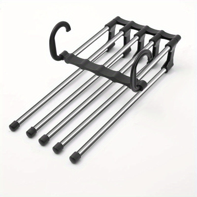 5 In 1 Stainless Steel Pants Hanger Folding Storage Rack Trousers Hanger