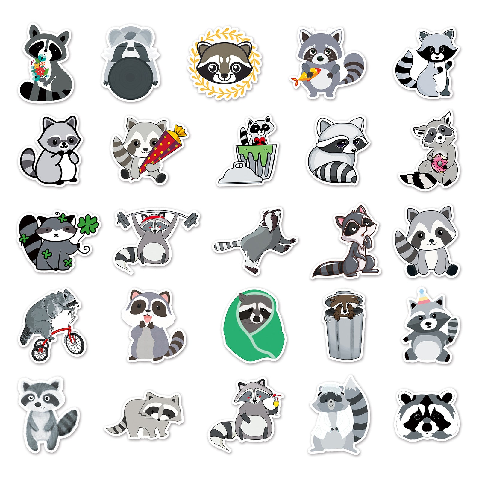 50pcs Little Raccoon Waterproof Stickers Motorcycle Laptop Helmet M