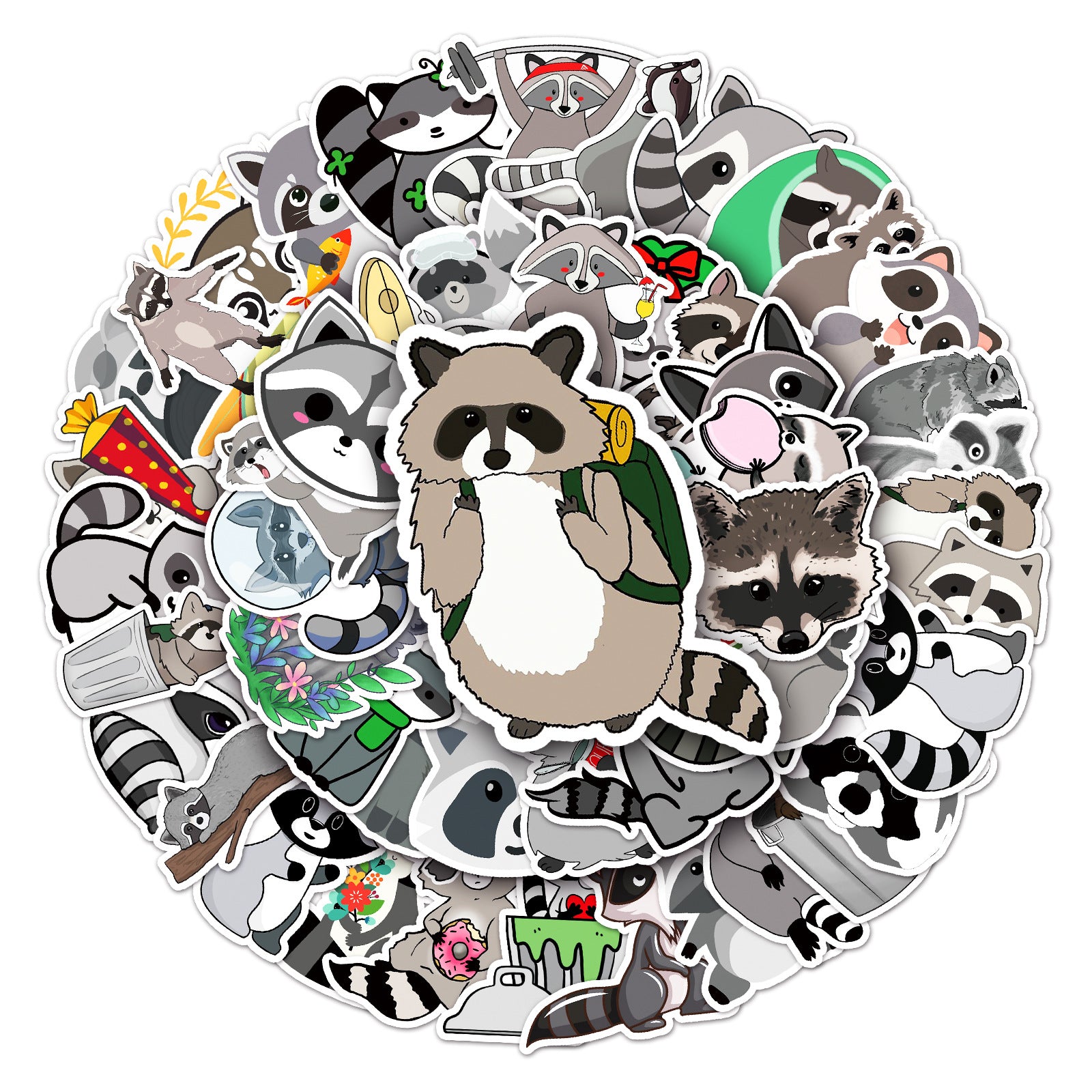 50pcs Little Raccoon Waterproof Stickers Motorcycle Laptop Helmet M