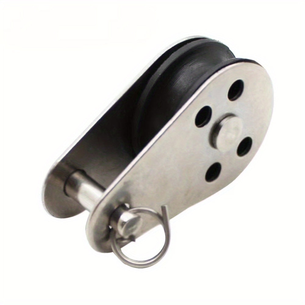 316 Stainless Steel Swivel Eye Wire Rope Pulley Block Single Wheel Nylon Sheave