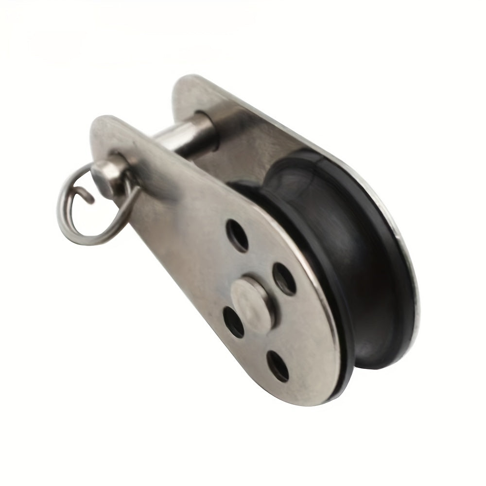 316 Stainless Steel Swivel Eye Wire Rope Pulley Block Single Wheel Nylon Sheave