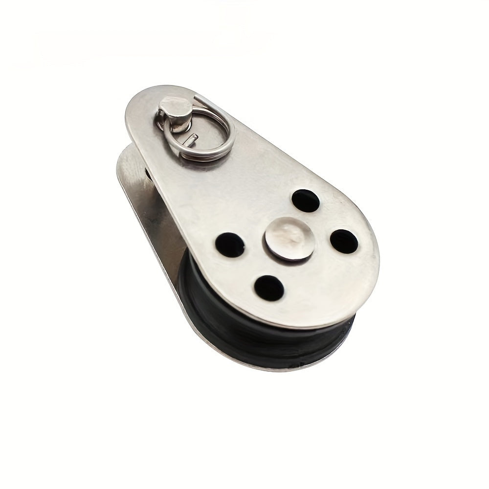 316 Stainless Steel Swivel Eye Wire Rope Pulley Block Single Wheel Nylon Sheave