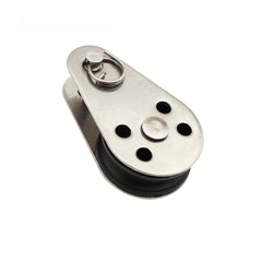 316 Stainless Steel Swivel Eye Wire Rope Pulley Block Single Wheel Nylon Sheave