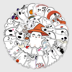 50pcs Halloween Ghost Waterproof Stickers for Helmet Laptop