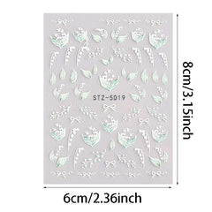 3D Embossed Spring Flower Nail Art Decals 5D Colorful Summer Floral Supplies