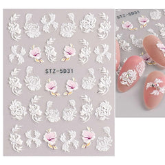 3D Embossed Spring Flower Nail Art Decals 5D Colorful Summer Floral Supplies