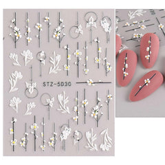 3D Embossed Spring Flower Nail Art Decals 5D Colorful Summer Floral Supplies